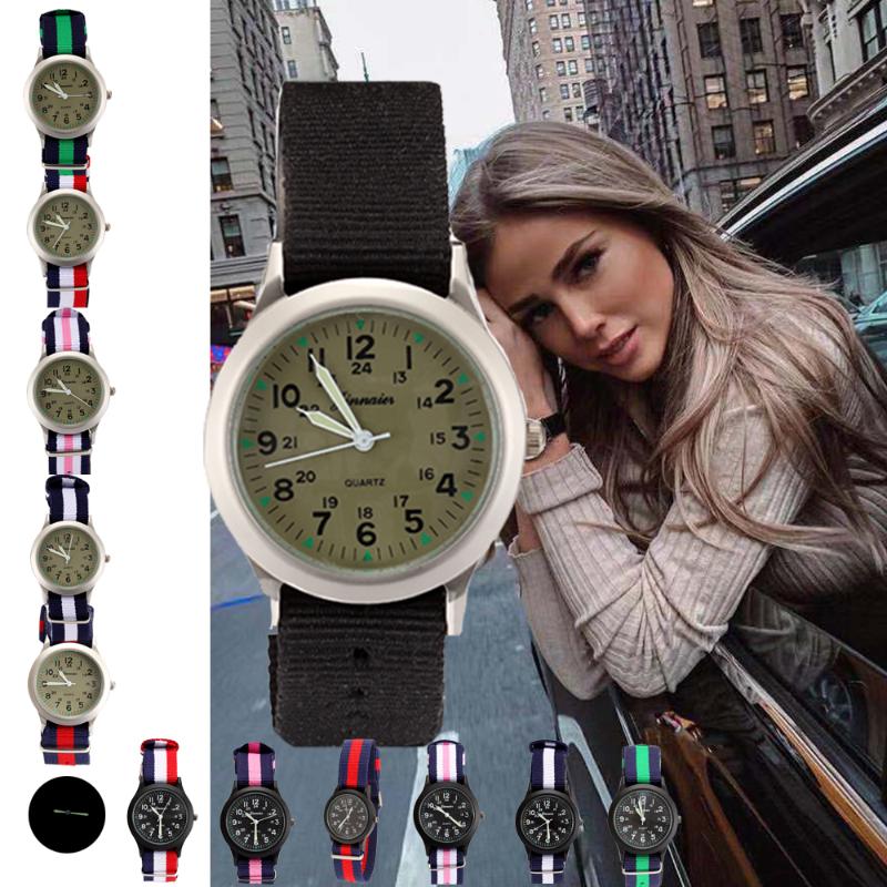 

Wristwatches Women Watches Top Ladies Dress Wrist Watch Female Retro Nylon Band Quartz For Unisex Relogio Feminino, Slivery;brown