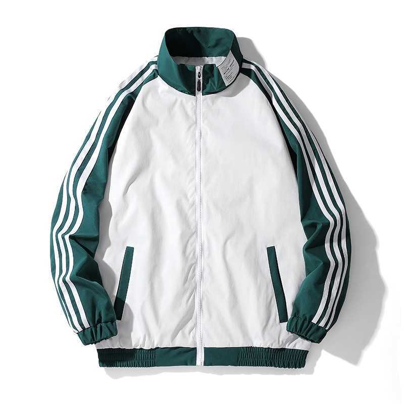 

Spring and autumn coat men's Korean collar leisure sports fashion new youth versatile work jacket, Sh888 white green