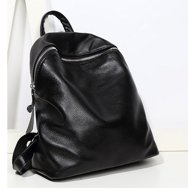 

Genuine leather women backpack women 2021 new backpack college style fashion casual Korean small, Black