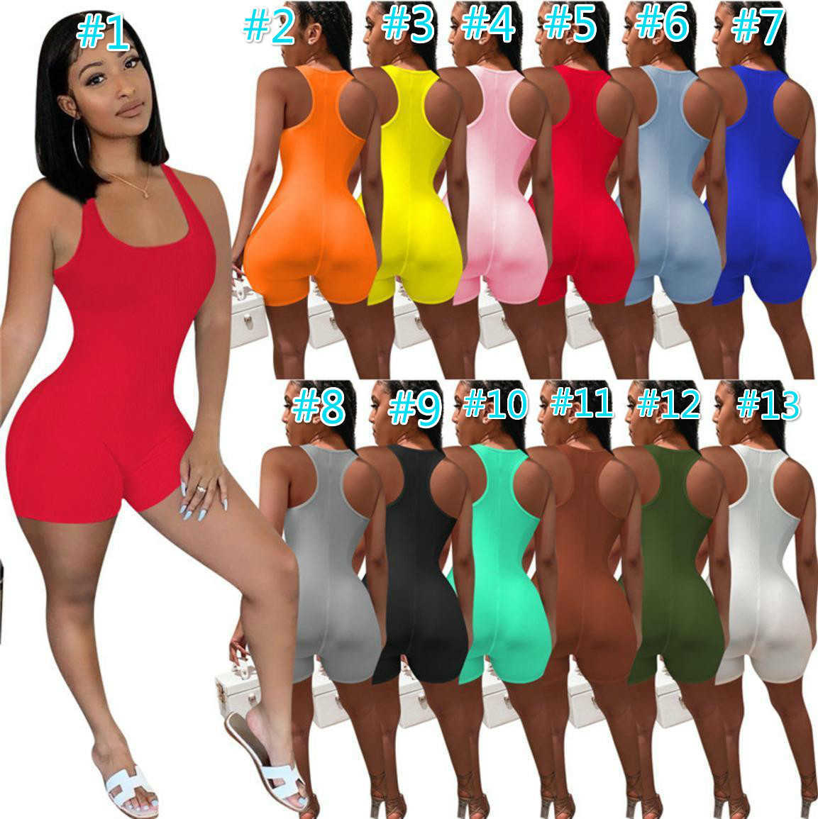 

Designer Summer Women Sexy Jumpsuits Solid Color Shorts Bodysuits Workout Skinny Rompers Yoga Pants Pajama Onesies Casual Playsuit Overalls Plus Size, Opp bag(not product)