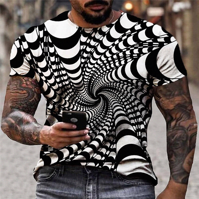 Men's T shirt Shirt Graphic 3D Plus Size Round Neck Casual Print Short Sleeve Tops Streetwear Exaggerated Green Blue Black / Summer r3OE#