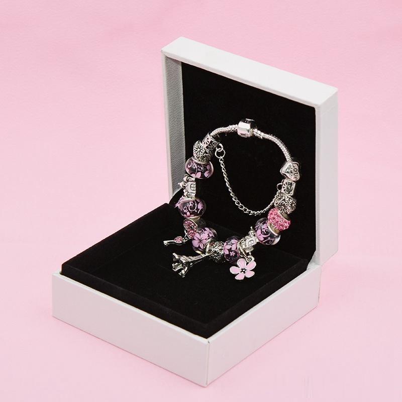 

New Charm Tower Pendant Bracelet for Pandora Platinum DIY Beaded Lady Elegant Bracelet with Original Box Holiday Gift