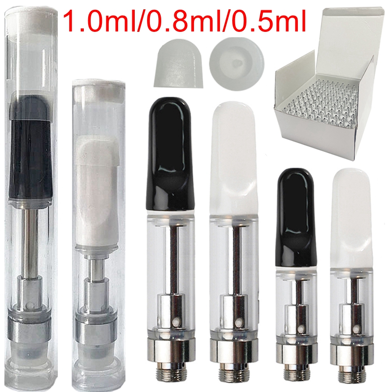 

TH205 Carts Empty Vape Pen Cartridges 1ml 0.8ml Ceramic 510 Thread Glass Thick Oil Wax Vaporizer Atomizer E Cigarettes With Silicone Caps