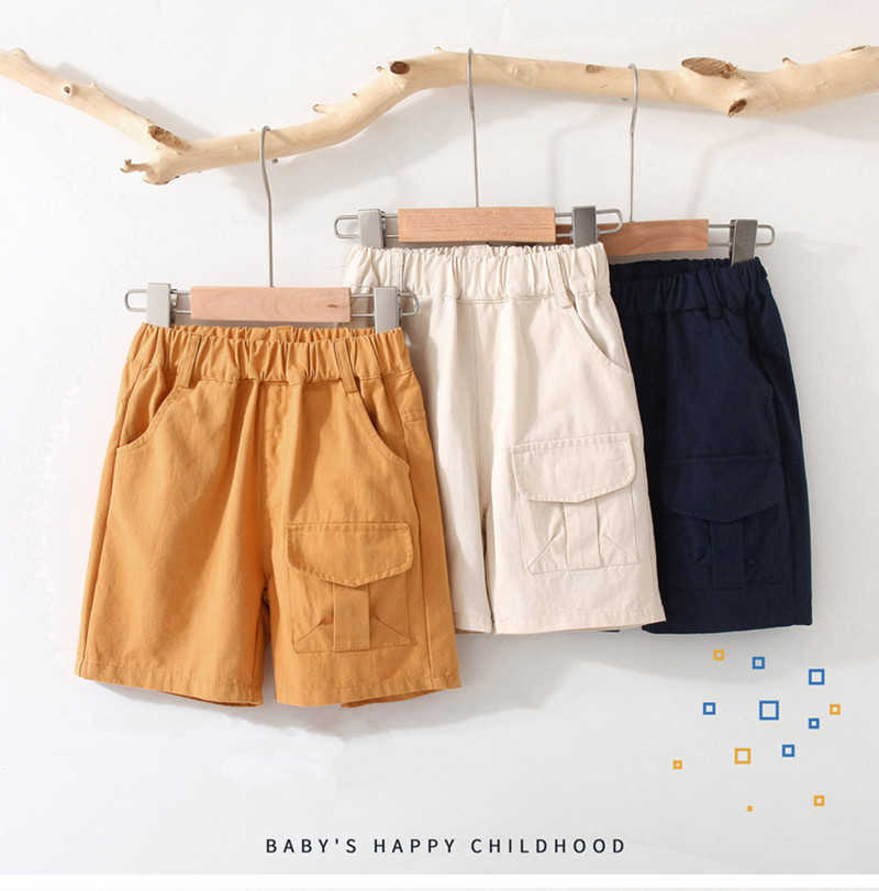 

Summer Casual 2 3 4 5 6 7 8 9 10 Years Children Clothing Solid Color Cotton 5 Capris Pocket Cargo Shorts For Kids Baby Boys 210701, Navy blue