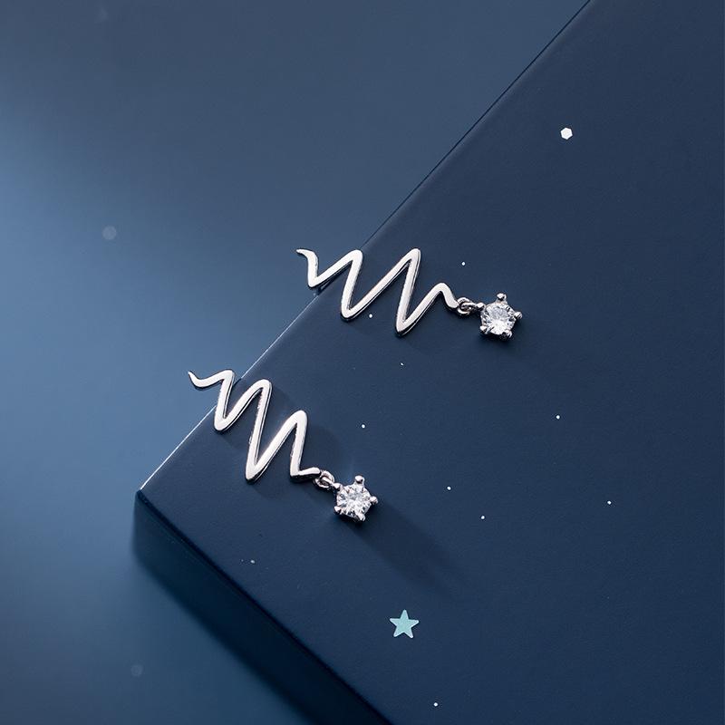 

Stud S925 Sterling Silver Line Wave Earrings Boho Jewelry French Minimalism Brincos Pendientes For Women
