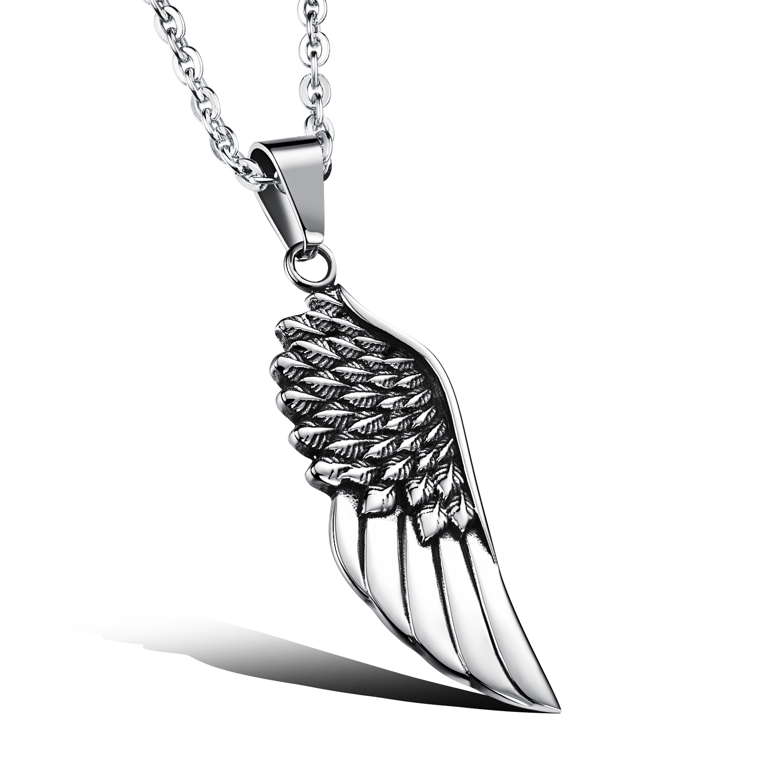 

New Fashion Angel Wings Pendants Round Cross Chain Short Long Mens Womens Sier Color Necklace Jewelry Gift, Silver
