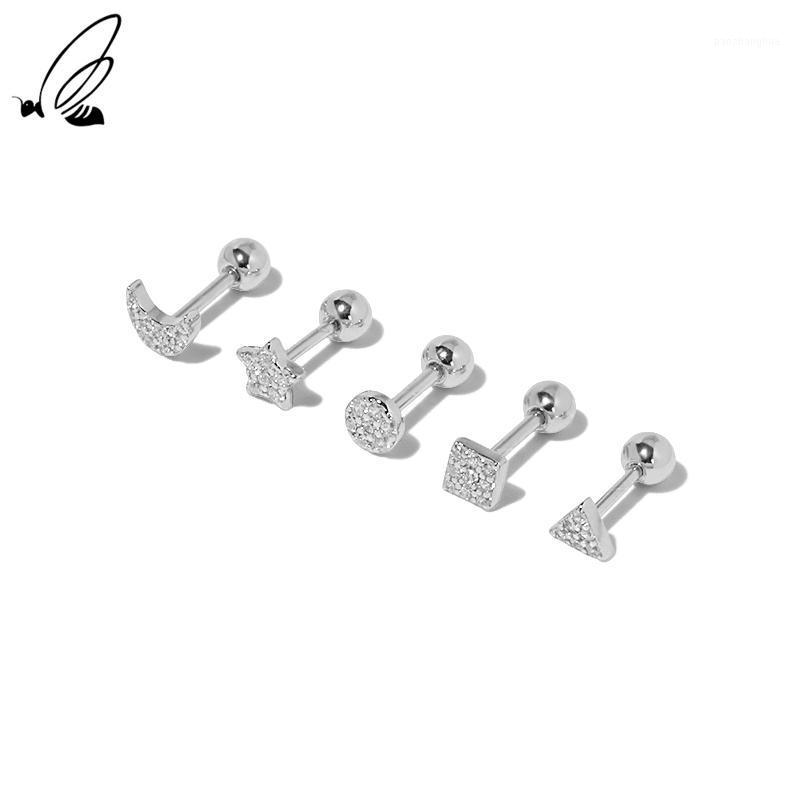 

Stud S'STEEL Zircon Ball 925 Sterling Silver Earrings For Women's Cute Earing Personalized Jewellery Joias Ouro 18k, Golden;silver