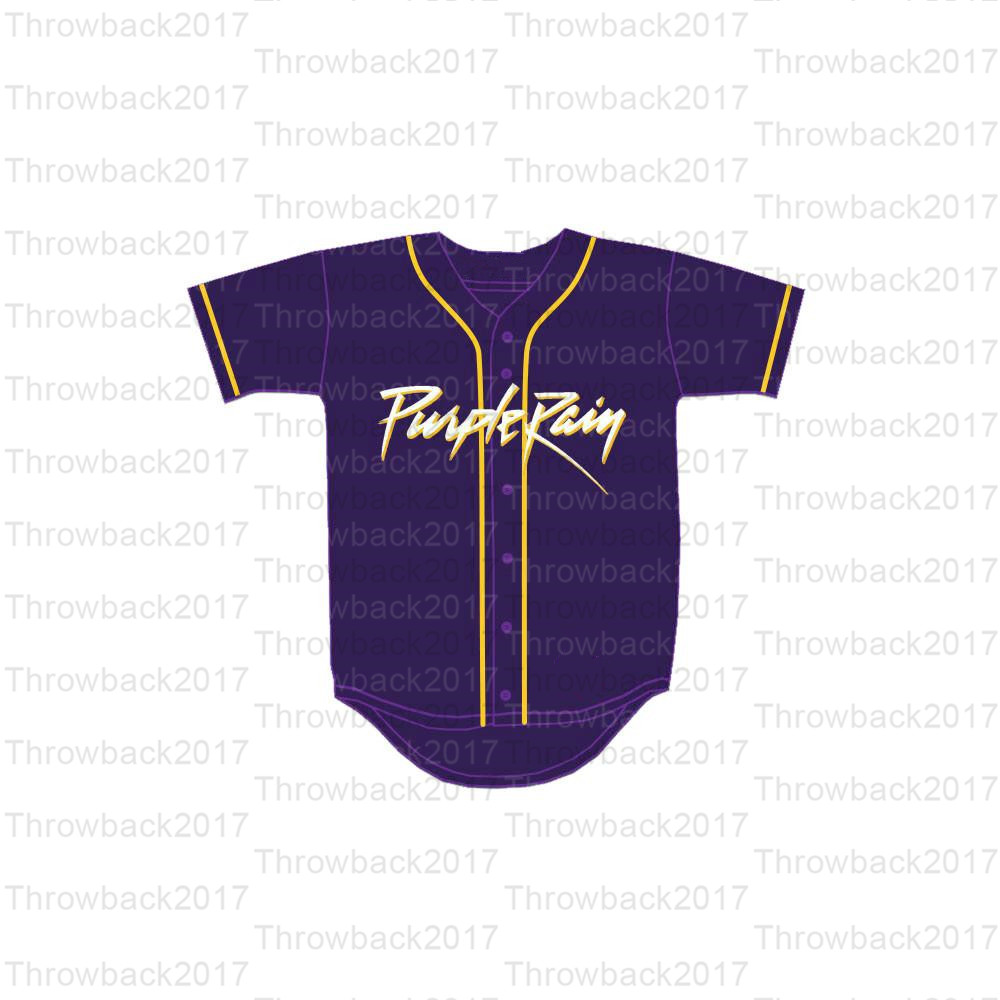 

Prince Tribute Purple Rain Baseball Jersey with Patch Stitch Custom Your Name & Number Movie Jersey, As photo