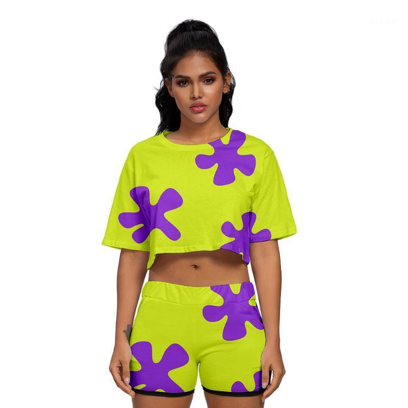 

Women's Tracksuits 3D Print Sweatshirt Patrick And Star Shorts T-shirts For Women Two Piece Sets Crop Top Tracksuit, 3dtz-64