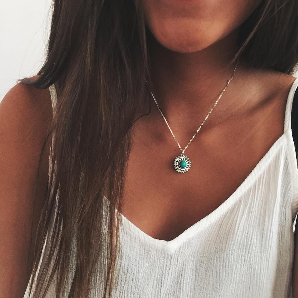 

Women Necklaces Turkish Blue Evil Eye Round Pendant Women's Necklace Girl Jewelry