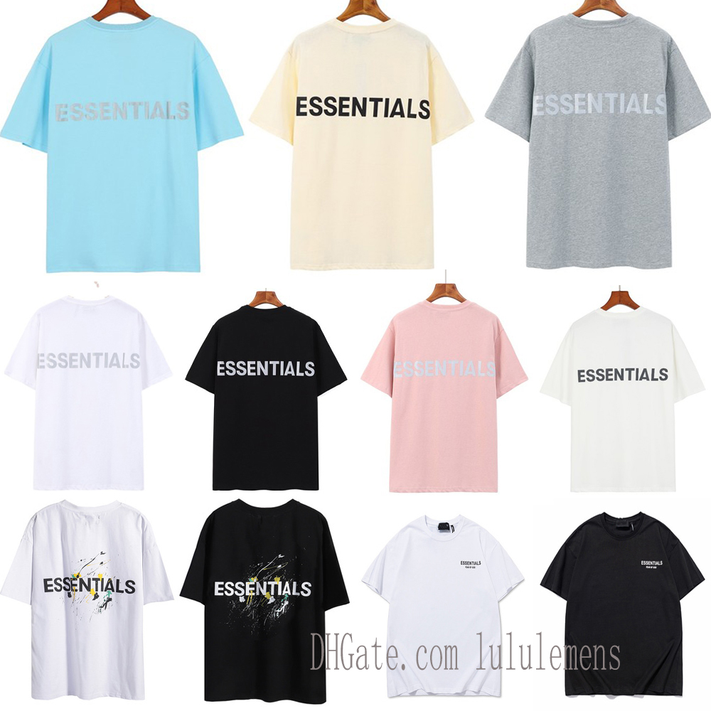 

2021 reflective Men and womens T Shirt Leisure Tee Skateboard trends fear of god fog essentials Tshirt women designer mens Short Sleeve 01, White;black