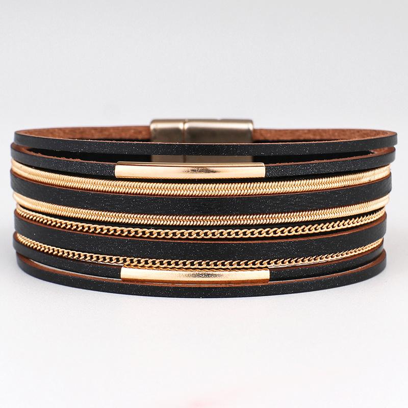 

Link, Chain Long Leather Bracelet Bangle 6 Colors Velvet Bohemia Magnetic Buckle Bohemian Link For Women Jewelry BR0024
