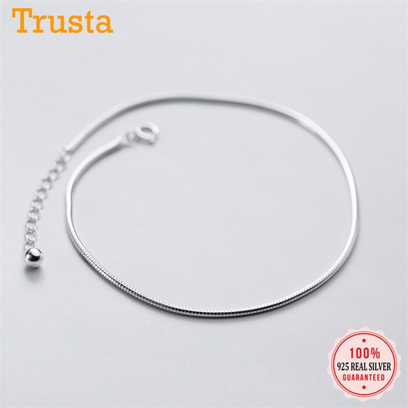 

Trustdavis 925 Sterling Silver Fashion Snake Chain Bracelet Anklets For Women Valentine's Day Birthday Jewelry DA1217 211018