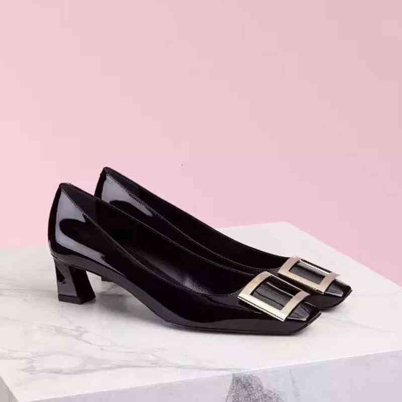 

dress shoes women's medium heels, with metal buckles, leather shoes 3ghs, Black