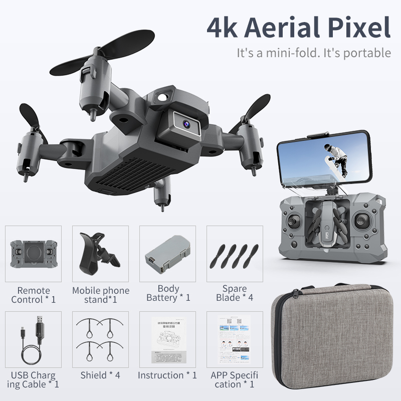 

KY905 Mini Drone with 4K Camera HD Foldable Drones Quadcopter One-Key Return FPV Follow Me RC Helicopter Quadrocopter Kid's Toys, Gray