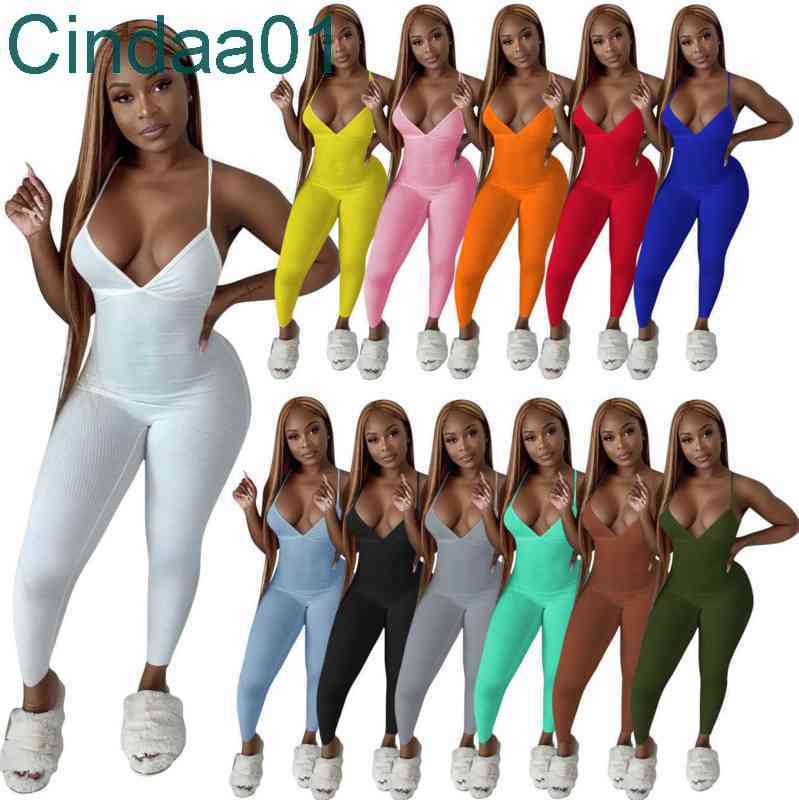

Women Jumpsuits Summer Shorts Designer Rompers Slim Sexy Rib Suspender Open Back Solid Color One Piece Pants Suspender Trousers, Mix or give list