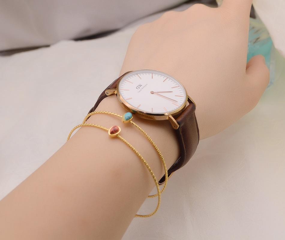 

Bangle Fine C Type Stainless Steel Bracelet French Bohemian Style Water Drop Zircon 14K Gold Opening Titanium Women