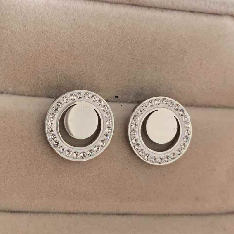 

2021 High Polished Cute Size Diamond Women Jewelry 3 Colors Studs Stainless Steel Fashion Earrings For Women Party Gifts Wholesale Price, Golden;silver