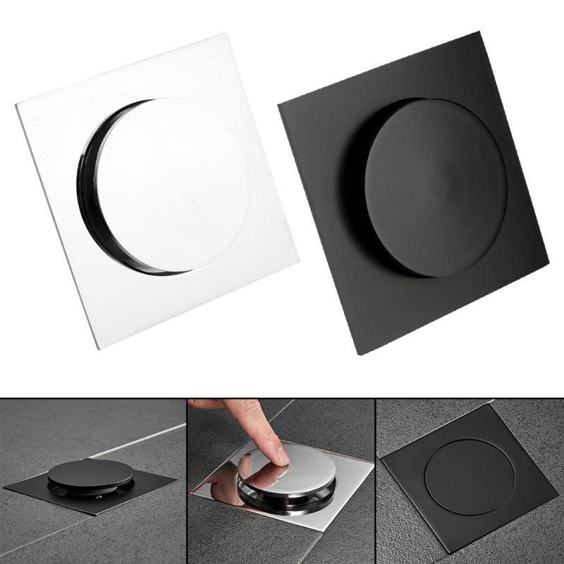 

Other Bath & Toilet Supplies Shower Bathroom Drain Cover Plug Square Brass Chrome Push Down 10x10cm Anti-odor Drains Up Foot Floor