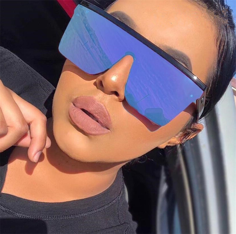 

2020 oversized sunglasses Women Large frame Place Flat Top Non Gradient Lens sunglasses Women's Vintage Mirrors Shades UV400 Glasses wholesale, Silver
