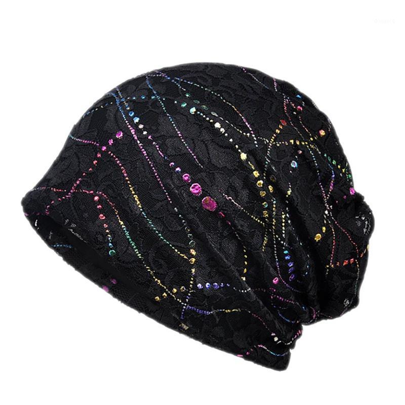 

Aolikes Sport Mountaineering cap Printed Flowers Lace Summer Knitted Beanies Women Ladies Cap Flower Sport Hat Scarf1