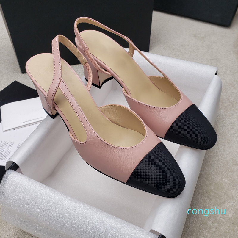 Summer Luxury Designer Sandals Women Genuine Leather Shoes Patchwork Elegant 7cm High Heel Square Toe Mules Skin bottom party Female Chunky