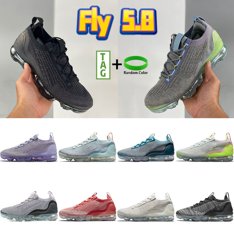

High Quality Fly 5.0 Running Shoes Day To Night Pure Platinum Rift Blue Team Red Peach Pink Oreo Cool Grey Volt Men Women Sneakers Outdoor Trainers, Bubble wrap packaging