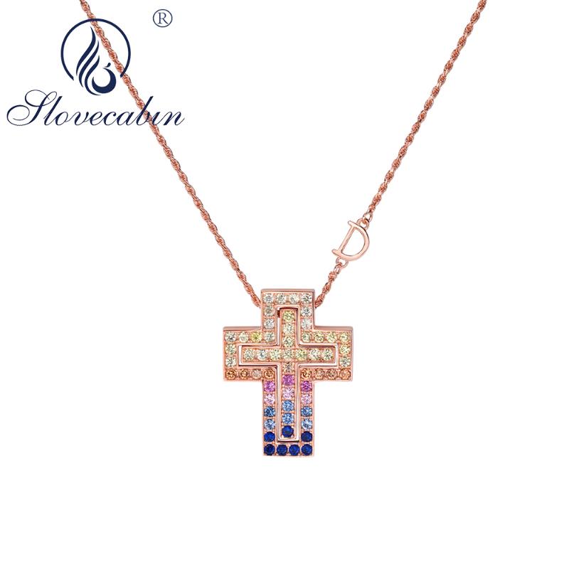 

Chains Slovecabin 925 Silver Rainbow Cross Letter D Pendant Move Chain Necklaces For Women & Men Belle Epoque Luxury Fine Jewelry Gift