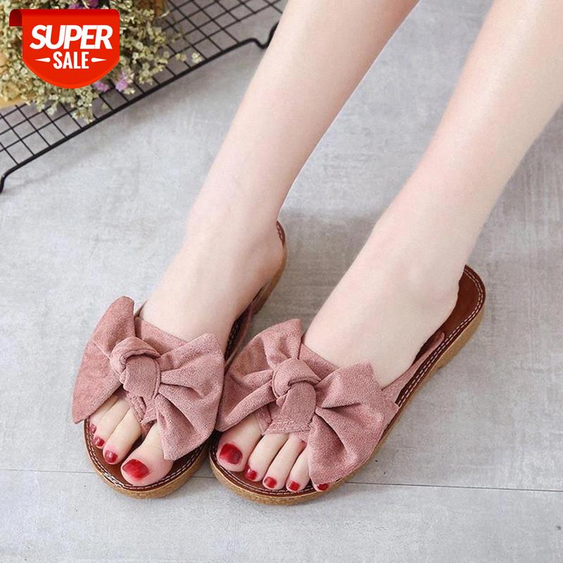 

New Women Sandals Shoes Summer Beach Party Butterfly Bow Women Fashion Soft Bottom Sandals Shoes All-Match Classic Shoe #Zf2N, Black