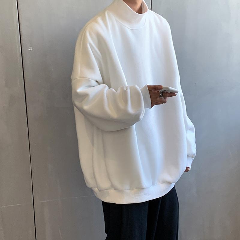 

Men's Hoodies & Sweatshirts Korean Fashion Streetwear Hoodie Casual Stand Up Collar Sweatshirt Men Loose Pullover White Pink Couples, Black