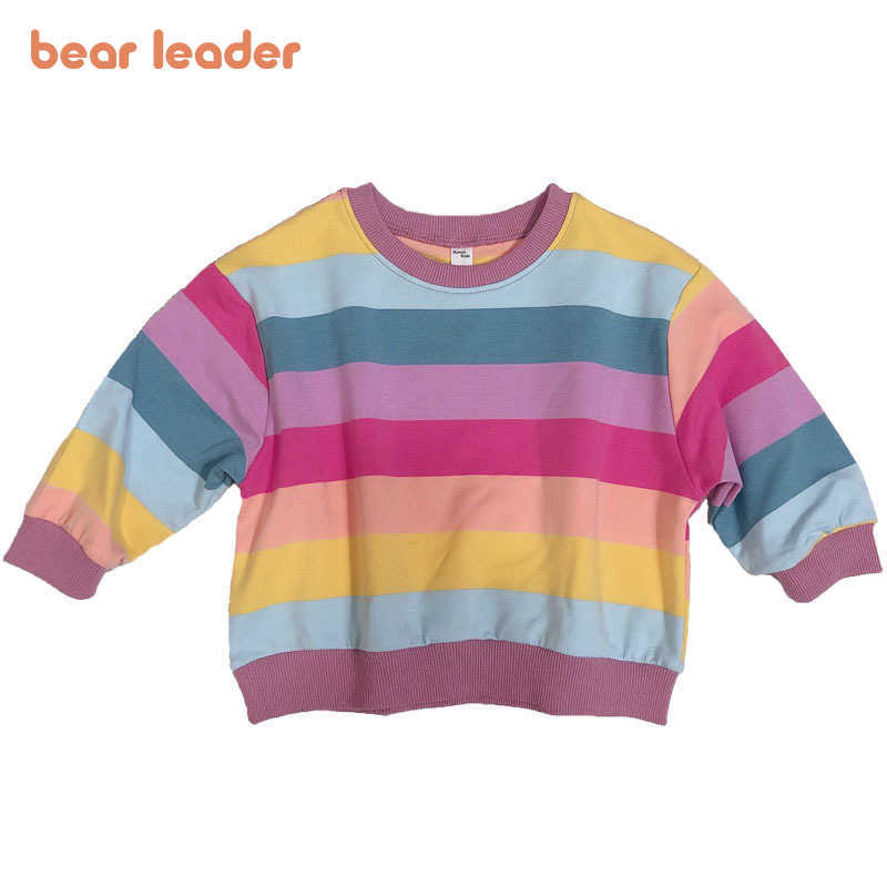 

Bear Leader Girls Boys Spring Full Sleeve Sweatshirts Fashion Kids Baby Colorful Striped Clothing Korean Casual Outfits 210708, Ah3814pink