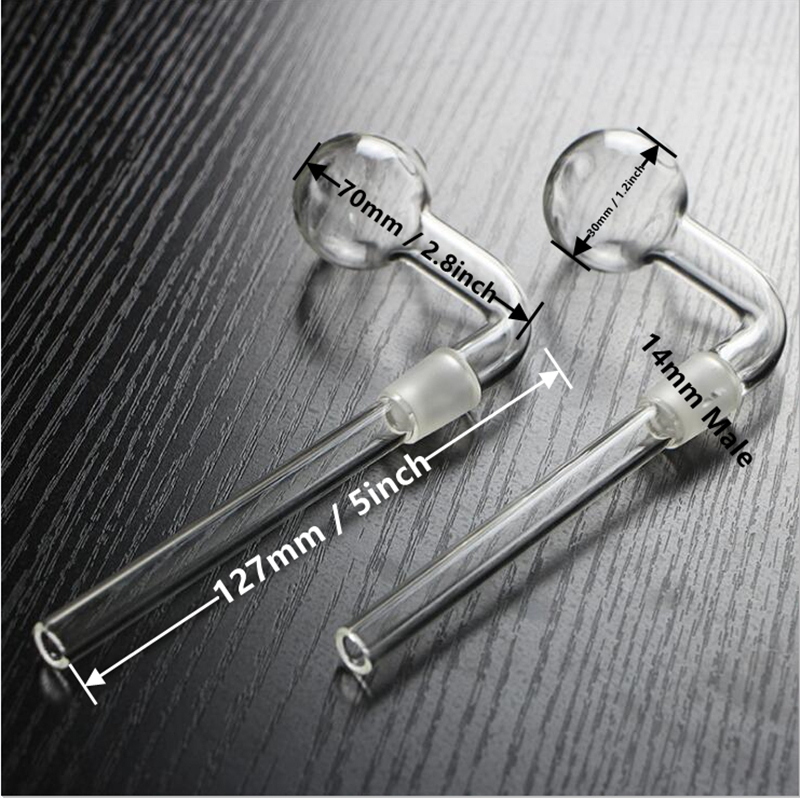 

Clear 14mm male Joint Pyrex Glass Oil Burner Pipe Hookah Bent Smoking Handle Pipes Bong Nail Burning Dab