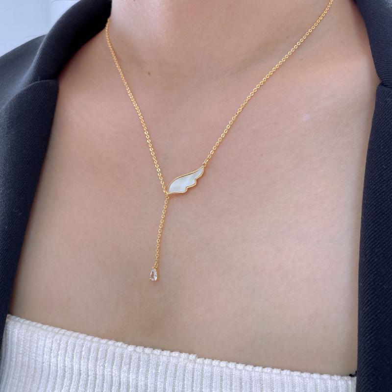 

Pendant Necklaces Shell Wing Zircon Item Fall Fairy Aesthetic Temperament Copper French Lady