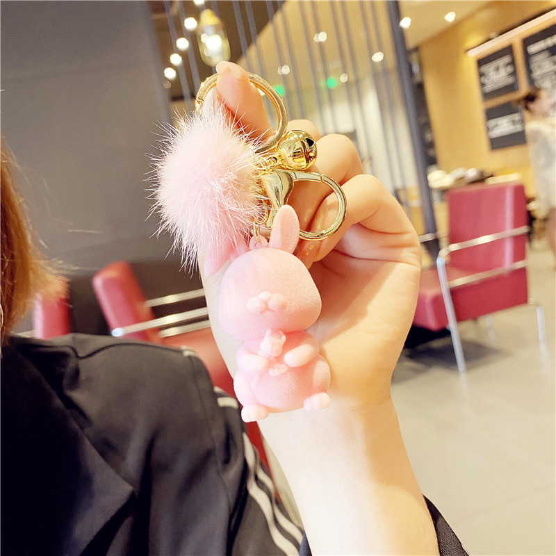 

Fox Fur Ball Key Chain Cute Plush Rabbit Keychains Macaron Doll Key Ring Pendant Bag Hanging Small Ornaments