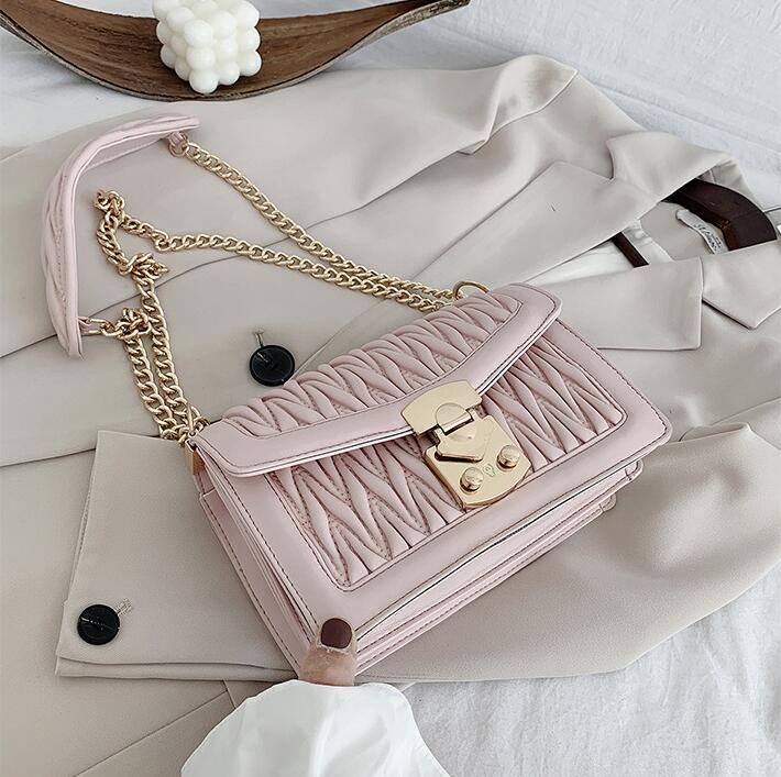 

Factory wholesale women bag pleated womens chain bat leather shoulder handbag street trend gold g foreign sofbuckle messenger handbags
