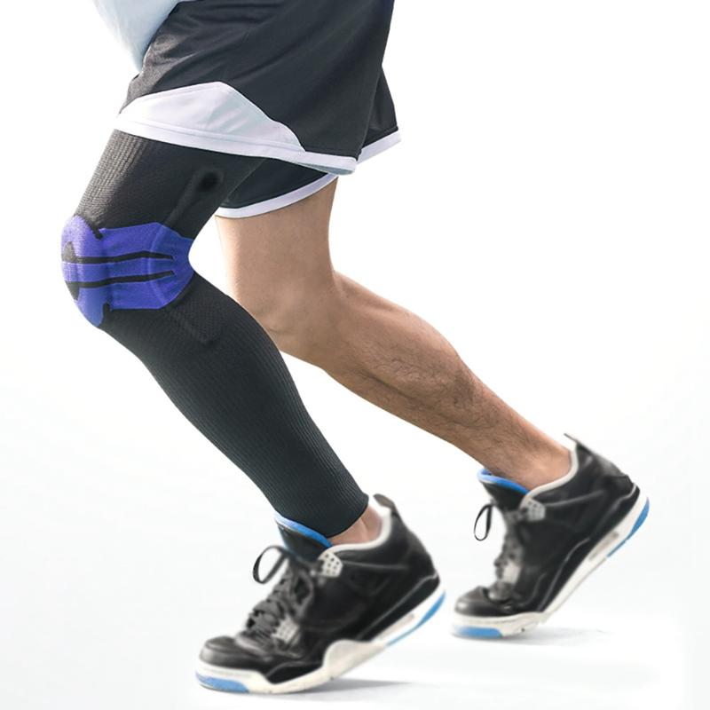 

Elbow & Knee Pads 1pcs Long Running Leg Sleeve Calf Brace Support Protector Snowboard Sport Kneepad Football Basketball Shin Guard, Sky blue