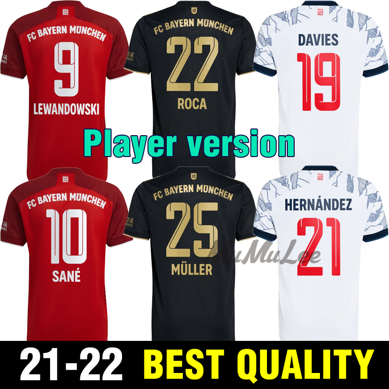 

2021 2022 player version soccer jersey LEWANDOWSKI SANE GORETZKA COMAN MULLER DAVIES 21 22 football shirt HUMANRACE, Black;yellow