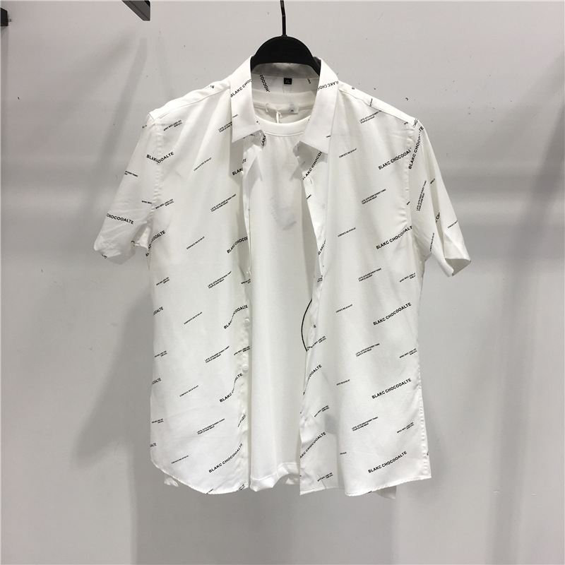 2021 summer men&#039;s ice silk short sleeve shirt allover print Slim Fit Shirt Men&#039;s fashion 9034-image-707033560