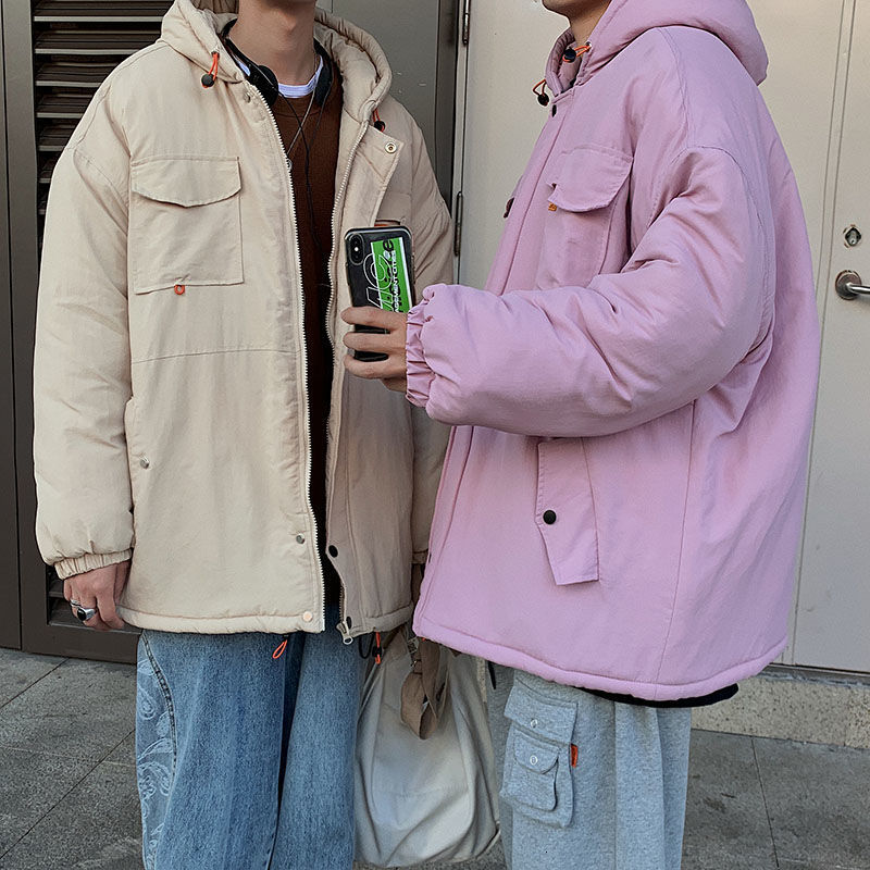 

2021 New Winter Jacket Men's Warm Fashion Casual Multi-pocket Hooded Parka Men Wild Loose Korean Thick Short Coat Mens Clothes S-3xl 9n5w, Black