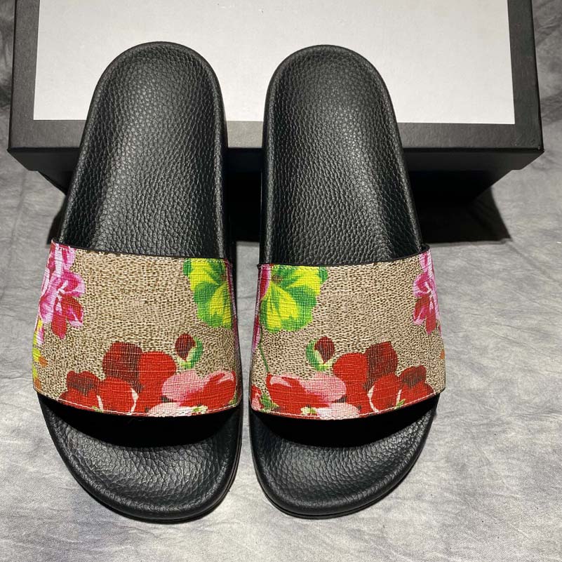 

Classic slipper Sell Well Rubber Sandals Slides Floral brocade Men Women Fashion Slippers Red White Gear Bottoms Casual By shoe10 1-176, Black