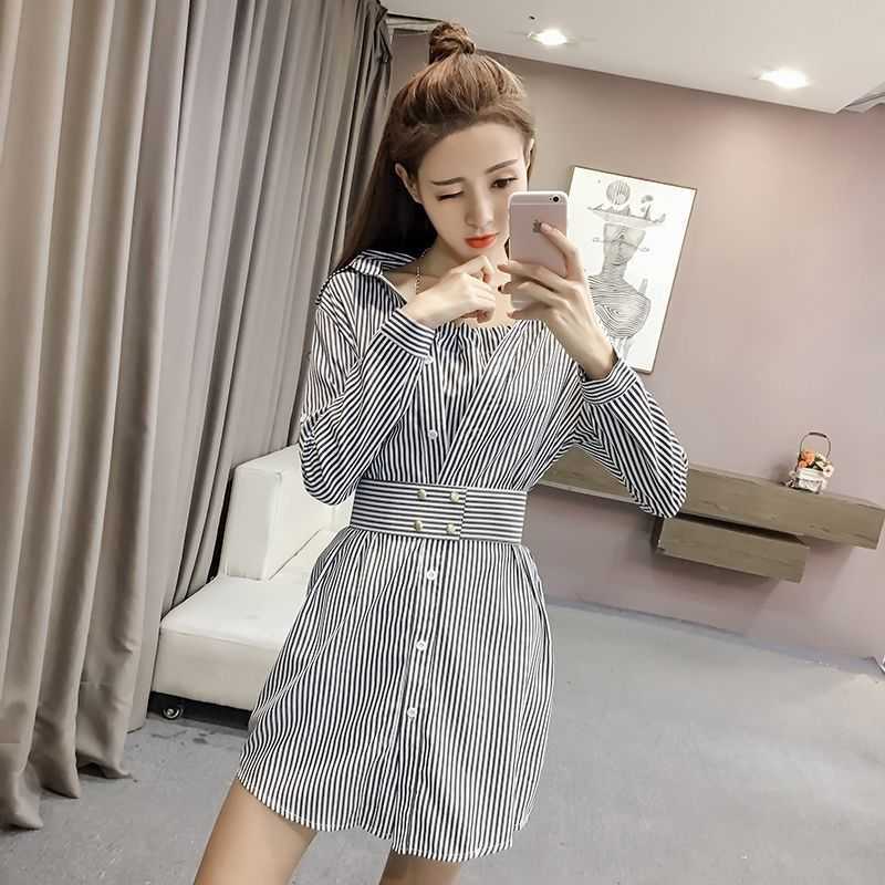 

Women Spring Summer Style Blouses Shirts Casual Short Sleeve Turn-down Collar Solid Striped Loose Women's Tops DF3481 210609, Blue