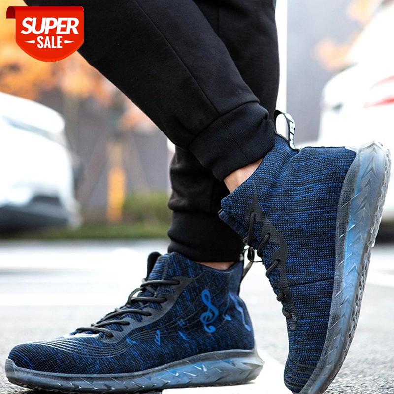 

Males Safety Footwear Anti-Smash Anti-Puncture and Wear-Resistant Fashion Music Symbol Comfortable Breathable Work Shoes #GC41