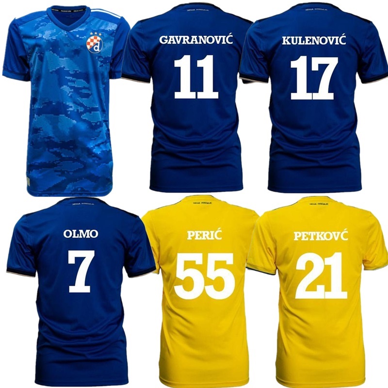 

21/22 GNK Dinamo Zagreb home blue away yellow soccer jerseys 2021 2022 ANDRIC PETKOVIC PERIC OLMO ADEMI GOJAK Men Football Shirts, Black