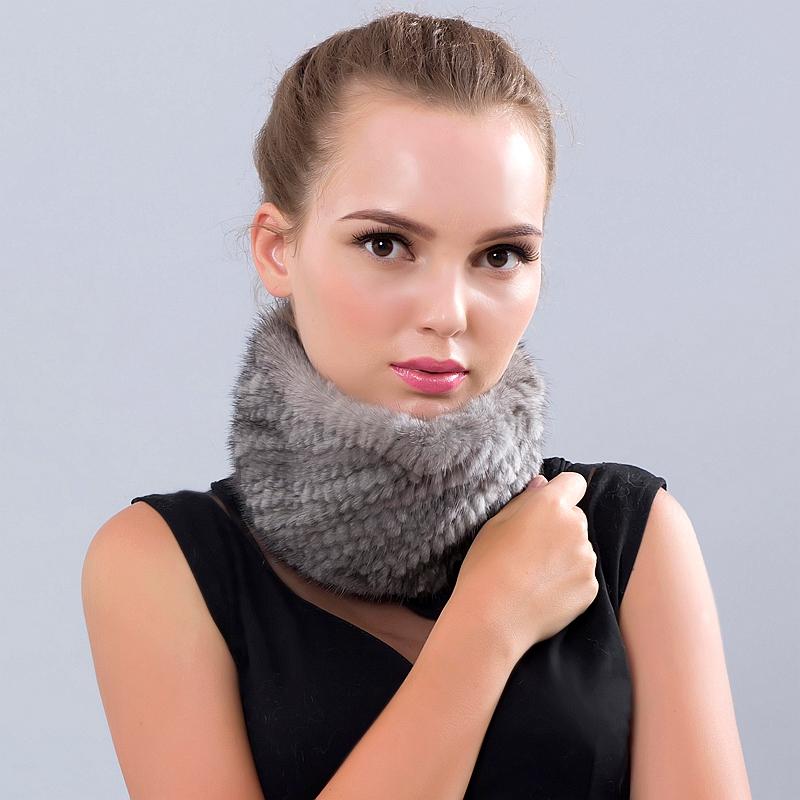 

Scarves Women's Winter Luxury Russian Fur Scarf Female 2021 Brand Fashion Knitted Genuine Ring Real Mink