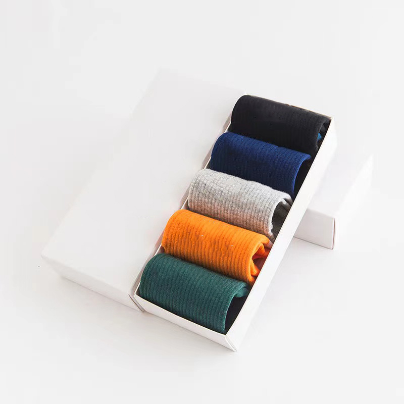 5PC / BOX Hommes Chaussettes Femmes Hommes Haute Qualité Coton All-match Classique Cheville Crochet Respirant Mélange Football Basketball Sport B