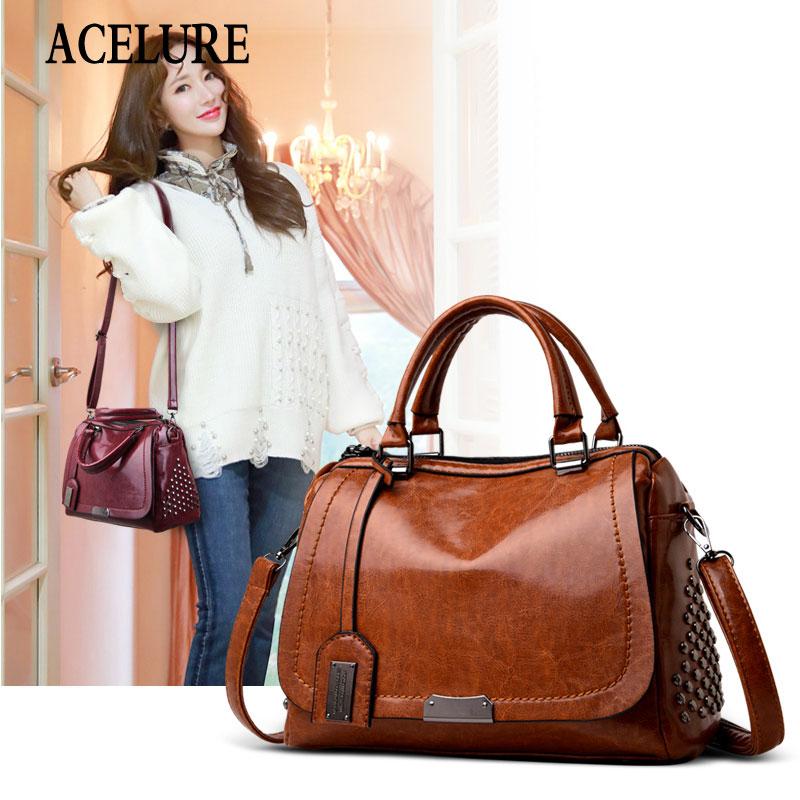 

ACELURE Casual Fashion Women Solid Soft PU Leather Shoulder Crossbody Bags Zipper Cover High Capacity Shopping Handbags Purse, Black