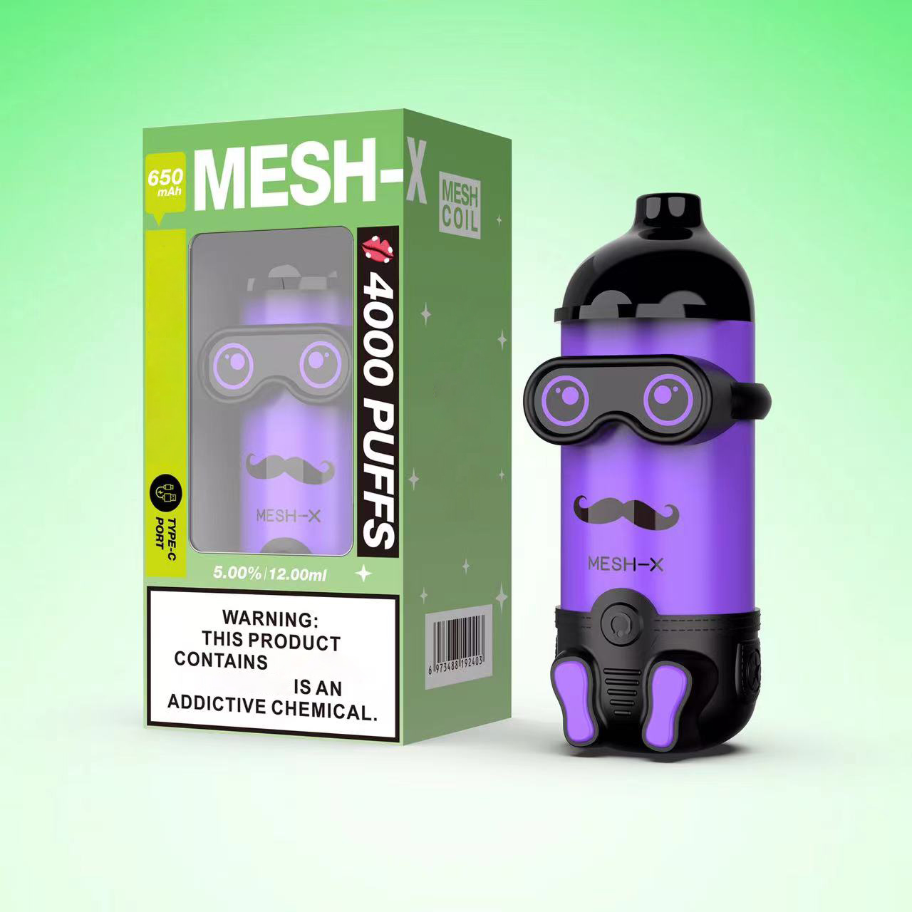 

Authentic MESHKING MESH-X Disposable E cigarettes Minions Cartoon Design 4000 Puffs Vape Pen 12ml Pre-filled Mesh Coil Pods Vaporizers 650mAh Rechargeable Battery