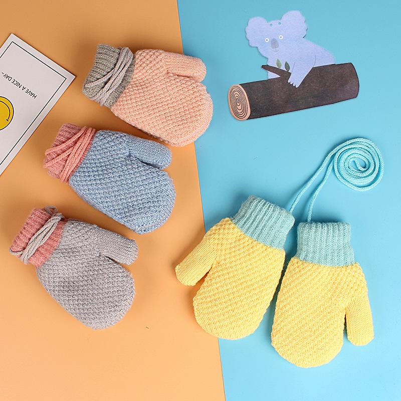 

Five Fingers Gloves Arrival 2-6 Years Old To Keep Warm In Winter Children For Men Women And Baby Plus Velvet Thickening, Blue;gray