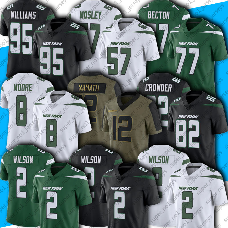

2 Zach Wilson 95 Quinnen Williams 57 C.J. Mosley Football Jersey Corey Davis Michael Carter II Mekhi Becton Jerseys Nick Mangold Curtis Martin Joe Namath Vera-Tucker, Man custom jersey (pqj)