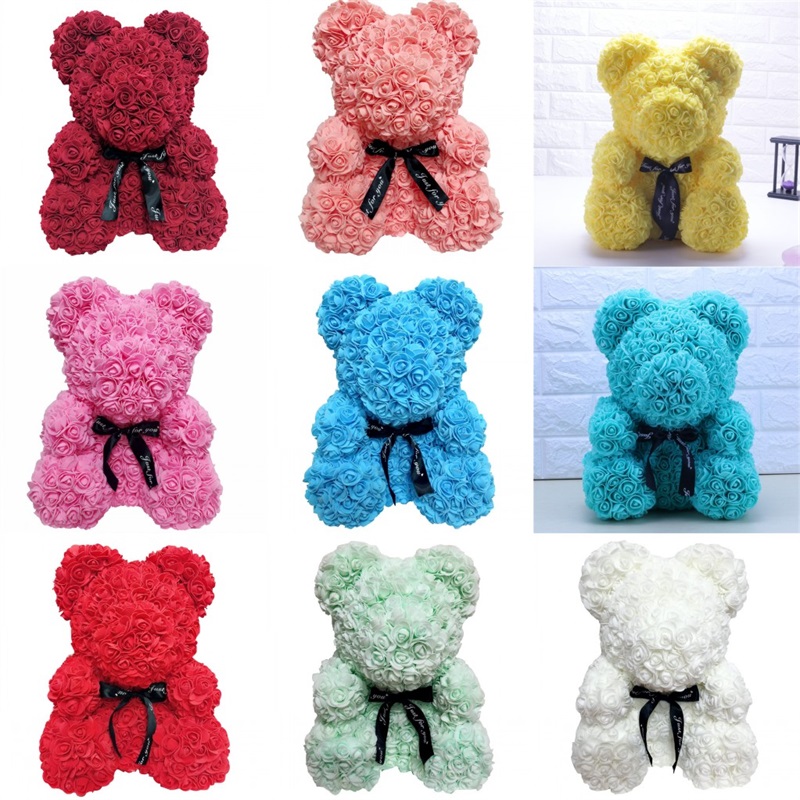

Wholesale Big Custom Teddy Rose Bear with Box Luxurious 3D Bear of Roses Flower Christmas Gift Valentines Day Gift 491 R2